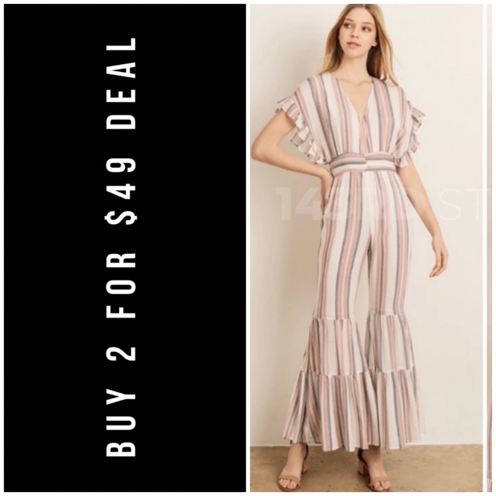 ☀️IVORY STRIPED JUMPSUIT